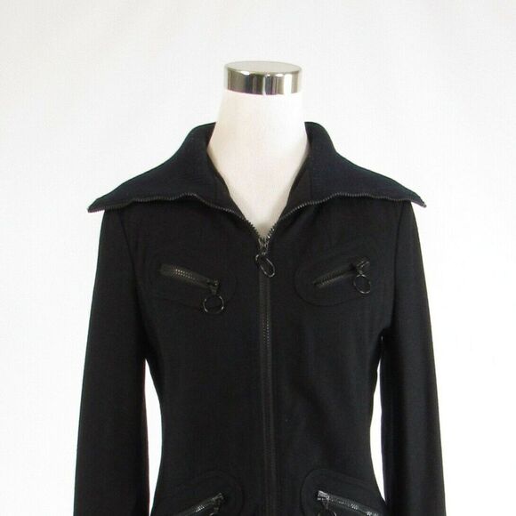 Black wool blend DKNY long sleeve pea coat 0 - Picture 2 of 8